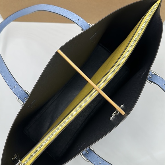 Coach 1671 Mollie Tote Leather Shoulder Bag Marble Blue color - Picture 12 of 15